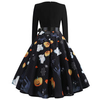 Halloween Printed Long Sleeve Dress