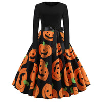 Halloween Printed Long Sleeve Dress
