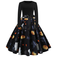 Halloween Printed Long Sleeve Dress